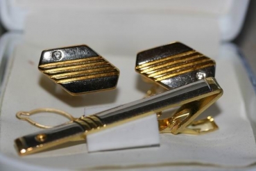 Manschettenknöpfe-Krawattennadel-Set in gold / silber HA4012