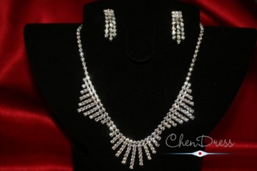 Außergewöhnliches Collier-Set-2 tlg. Collier Ohringe Strass BA4710