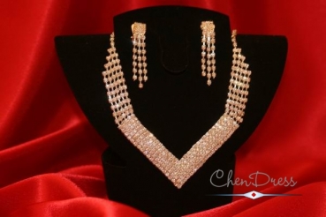 Königliches Collier-Set-2 tlg. Collier und Ohringe mit Strass Steinen Ba4711