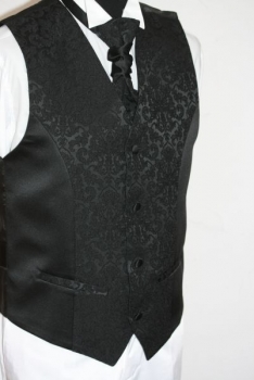 Set Cutweste Hochzeitsweste Herrenweste Plastron in schwarz Seiden-Jacquard