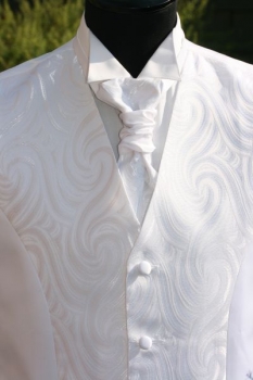 Set Cutweste Hochzeitsweste Herrenweste Plastron in weiss Seiden-Jacquard