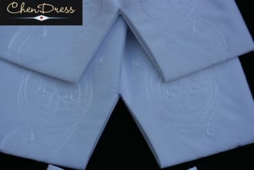 Kummerbund-Fliege-Plastron-Set weiß Stickerei weiss