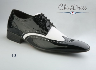 Lack-Schuhe aus Echtleder in schwarz weiß HA8810