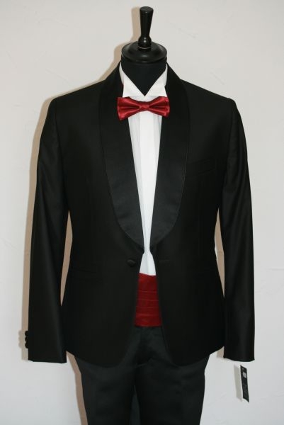 Smoking Herrenanzug Dinner Jacket ChenDress in schwarz 2 teilig