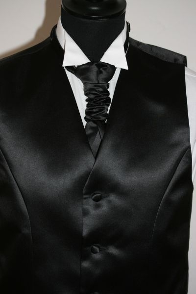 Set Cutweste Hochzeitsweste Herrenweste Plastron in schwarz