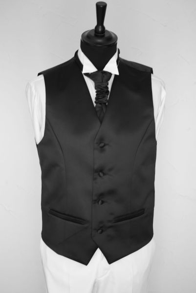 Set Cutweste Hochzeitsweste Herrenweste Plastron in schwarz