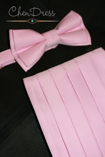 Kummerbund-Fliege-Set in rosa matt